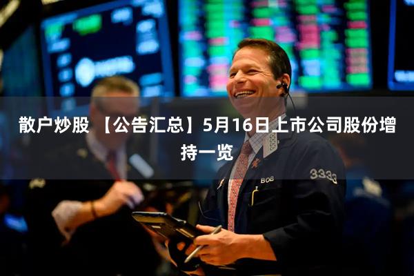 散户炒股 【公告汇总】5月16日上市公司股份增持一览
